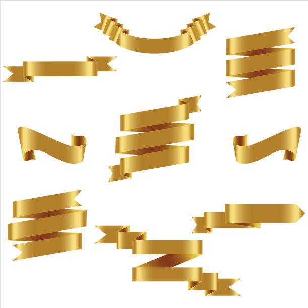 金丝带设置在孤立的庆祝和图片下载