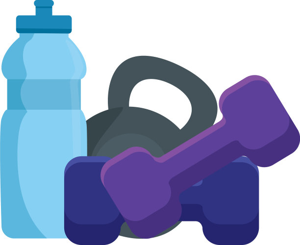 在健身房设置哑铃设备和瓶装水图片下载