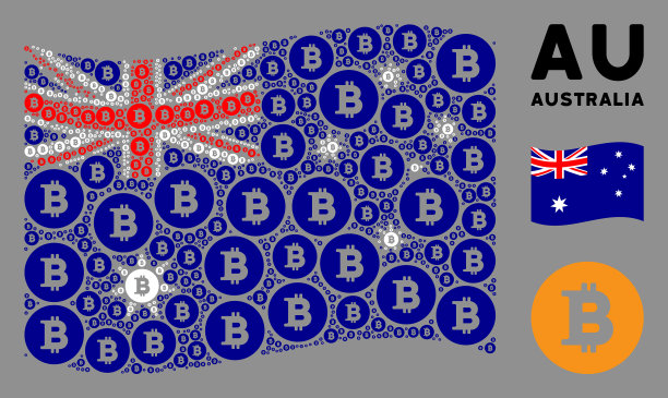 挥舞澳大利亚国旗马赛克比特币项目图片下载