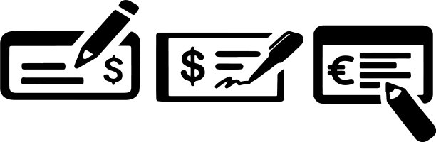 白色背景上孤立的支票图标图片下载