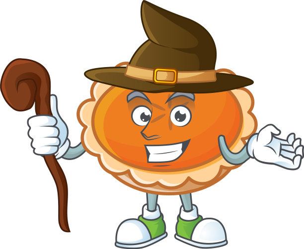 白面包上有女巫图案的橘子派图片下载