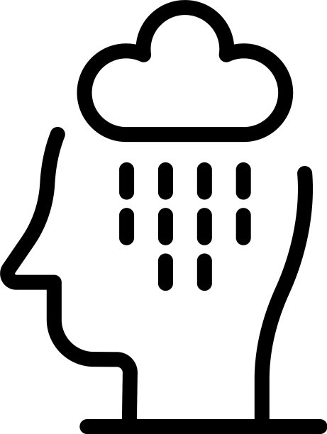 悲伤的雨在头上图标轮廓风格图片下载