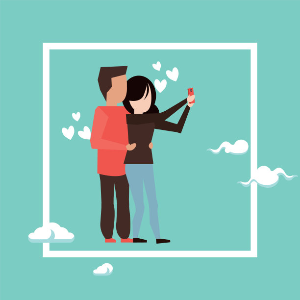 可爱的情侣在自拍图片下载