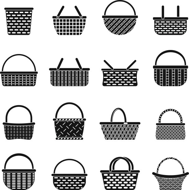 柳条篮子图标设置简单的风格图片下载