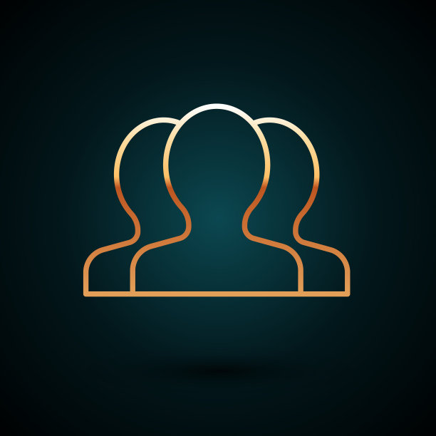 金色线用户组图标隔离在深蓝色图片下载