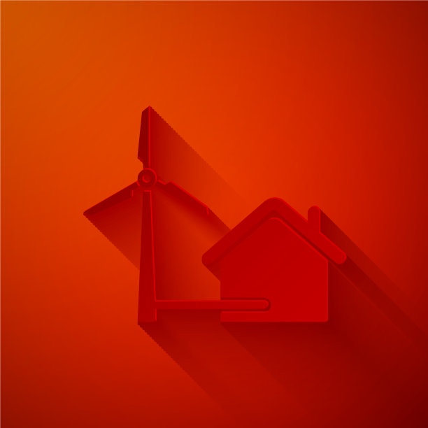 剪纸房子与风力发电机为电力图片下载