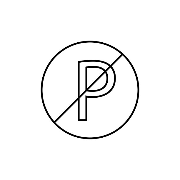 禁止停车标志图标。细线性无停车标志轮廓图标孤立在白色背景从交通标志收集。线矢量符号，代表网页和手机应用。图片下载