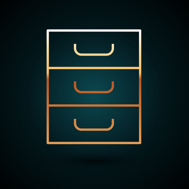 金线抽屉与文档图标隔离图片下载