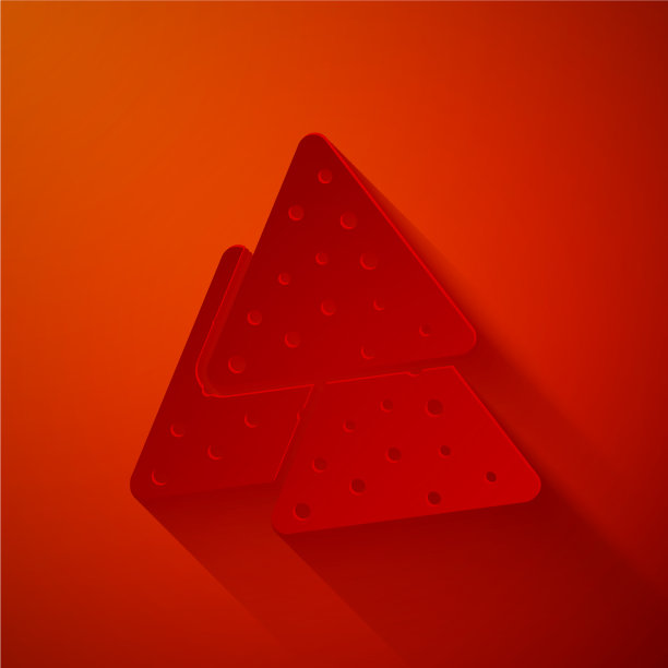 纸切玉米片图标孤立在红色背景图片下载