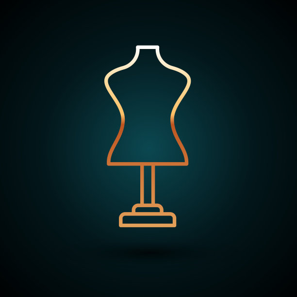 金色线人体模型图标孤立在深蓝色图片下载