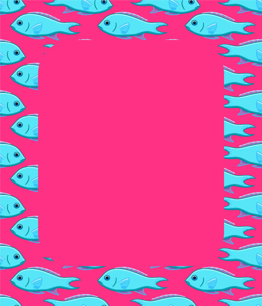 框架与小热带鱼图案在粉红色的背景图片下载