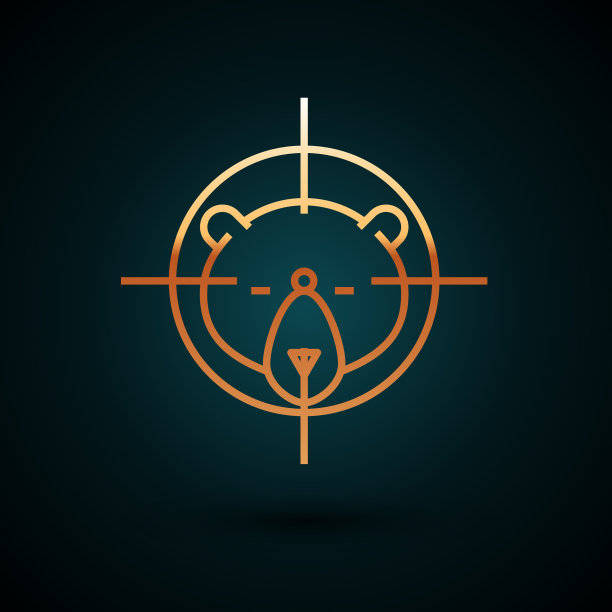 黄金线狩猎熊与十字准星图标图片下载