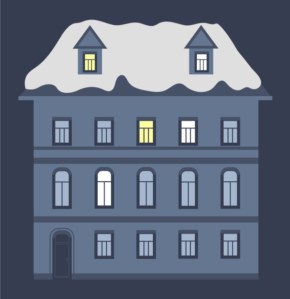 晚上的房子被雪覆盖图片下载