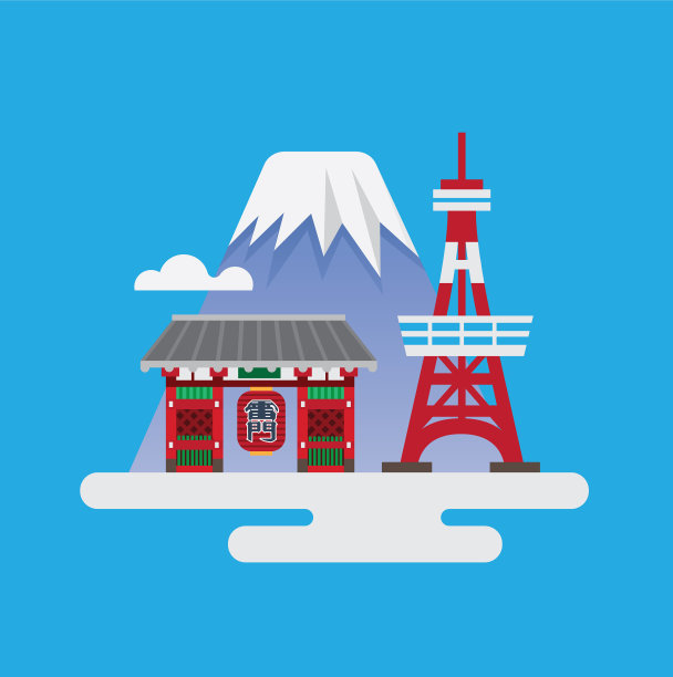 日本标志性建筑富士山东京塔图片下载