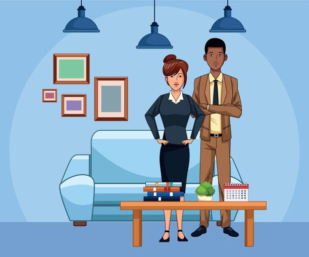 卡通女商人和办公室商人图片下载