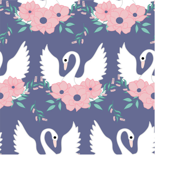 美丽的天鹅和花朵无缝图案设计图片下载