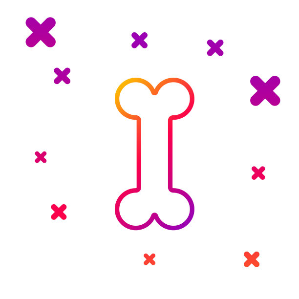 颜色线狗骨图标孤立在白色图片下载