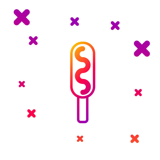 颜色线玉米狗图标孤立在白色图片下载