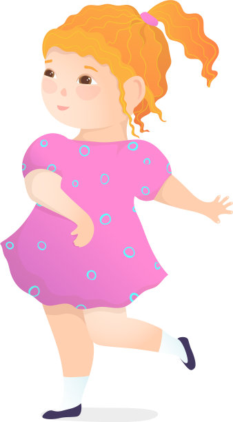跳舞的学龄前红发女孩穿着可爱的粉红色图片下载