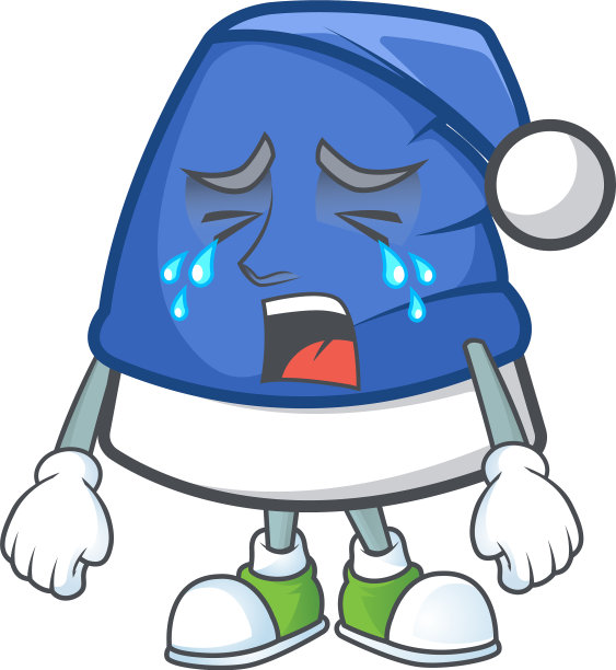 悲伤哭泣的蓝色圣诞帽卡通人物图片下载