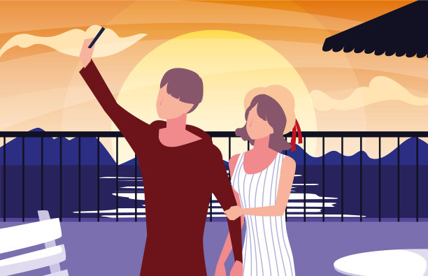 相爱的人站在一起远眺图片下载