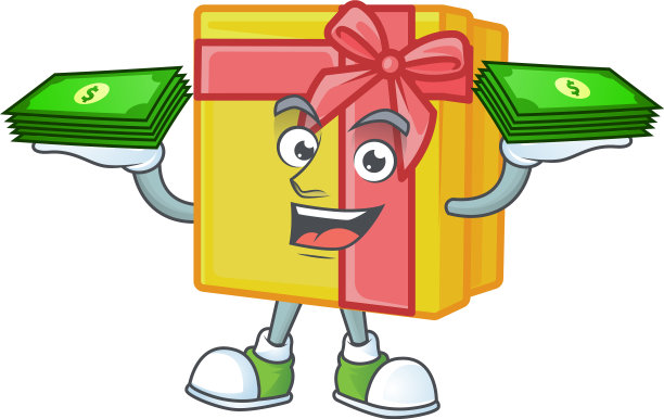 自信微笑的黄色礼品盒character图片下载