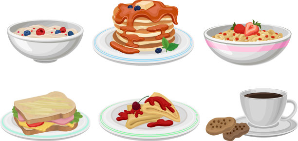 早餐食品套餐与图片下载