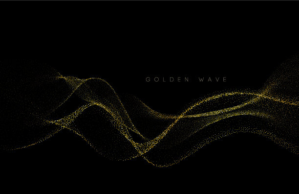 抽象闪亮的彩色金色波浪设计元素图片下载
