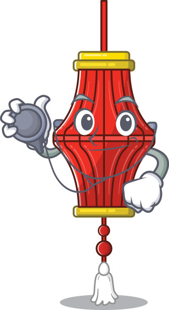 中国的纸灯笼卡通吉祥物风格图片下载