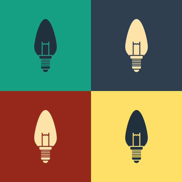 彩色灯泡与概念概念图标图片下载