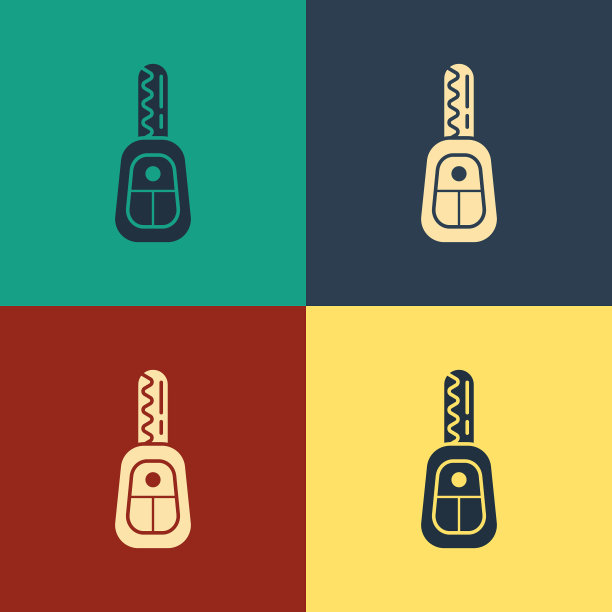 彩色汽车键与远程图标隔离上的颜色图片下载