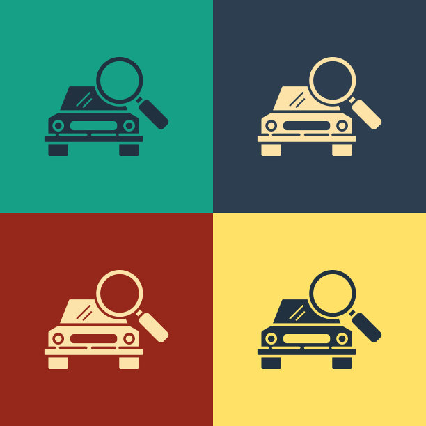 彩色汽车搜索图标孤立的颜色背景图片下载