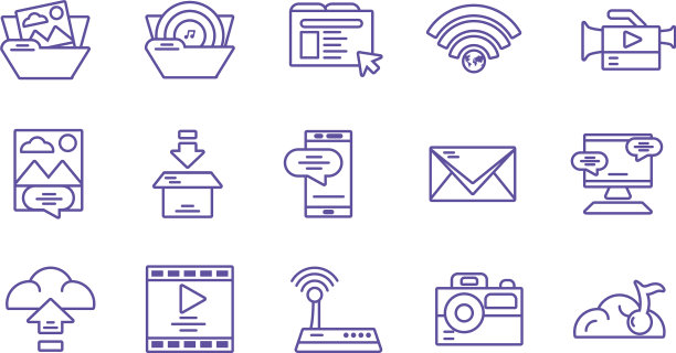 在白色背景上设置社交媒体图标图片下载