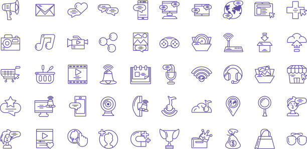 在白色背景上设置社交媒体图标图片下载