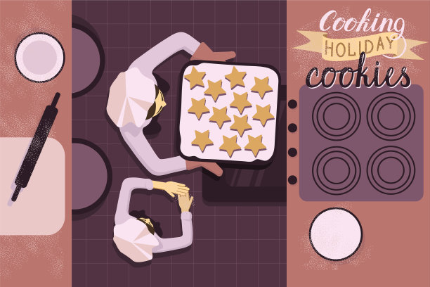 妈妈把饼干浸在烤箱里煮图片下载