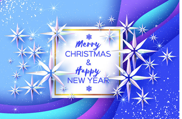 蓝色上折纸水晶冰纸雪花图片下载