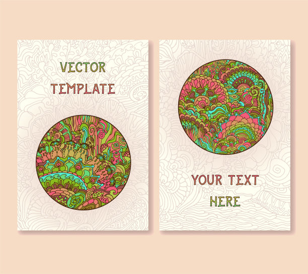 复古的涂鸦卡片模板集图片下载