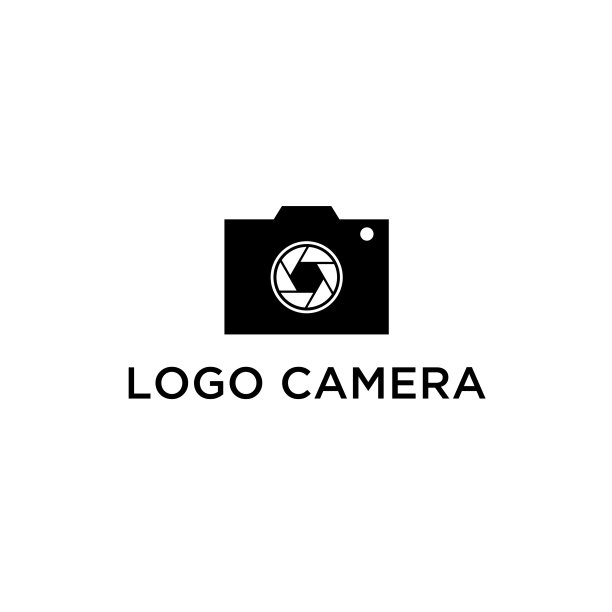 相机标志设计现代独特的黑色图片下载