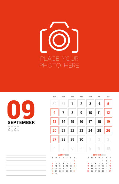 2020年的挂历计划器模板图片下载