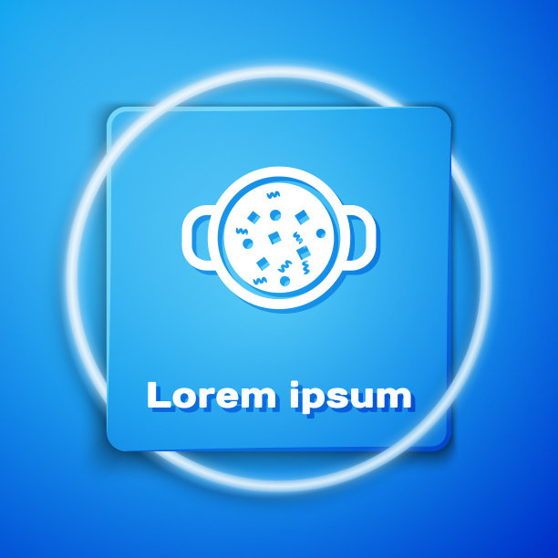 白色烹饪汤锅图标孤立在蓝色图片下载