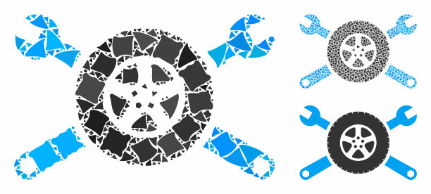 轮胎用扳手组成图标结节状图片下载