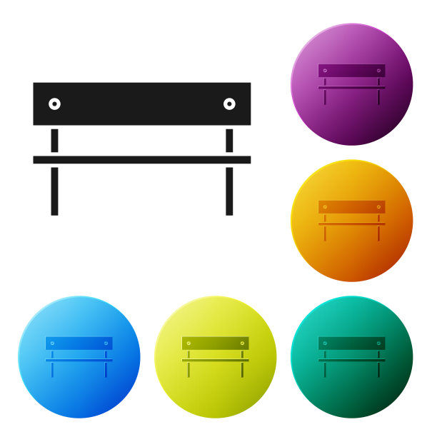 黑色长凳图标孤立在白色背景设置图片下载