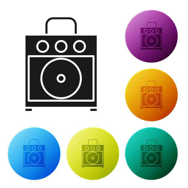 黑色吉他放大器图标隔离在白色图片下载
