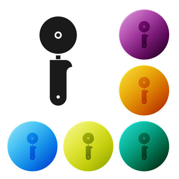 黑色披萨刀图标孤立在白色图片下载