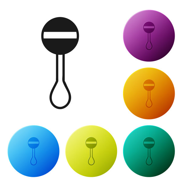 黑色拨浪鼓batoy图标孤立在白色图片下载