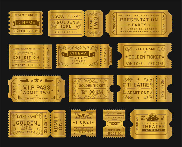 黄金复古票逼真图片下载