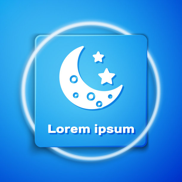 白色的月亮和星星的图标孤立在蓝色图片下载