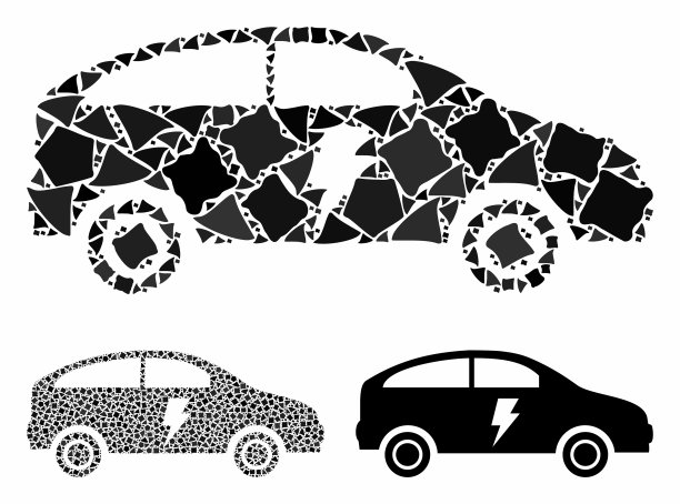 电动汽车马赛克图标不规则元素图片下载