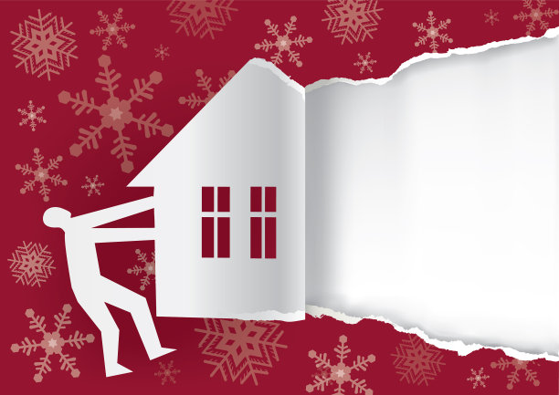 冬季邀请概念红撕纸图片下载