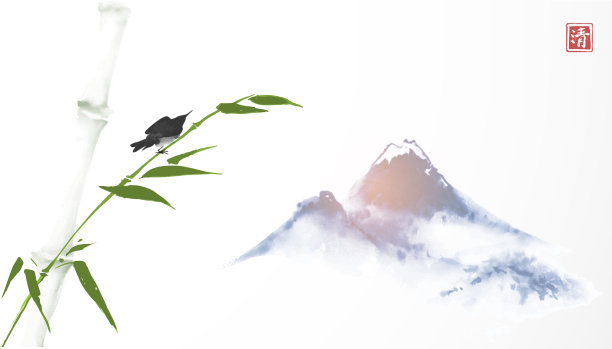 鸟栖竹树幽蓝山图片下载